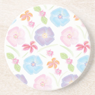 Dessous De Verre En Grès Fleurs-Aquarelle Rose Tendre Élégant