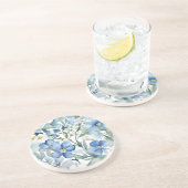 Dessous De Verre En Grès Fleurs aquarelles bleues et blanches Chic (Côté)