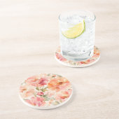 Dessous De Verre En Grès Fleurs aquarelles romantiques chaudes d'été (Côté)