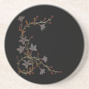 Dessous De Verre En Grès Fleurs Art Déco sur fond noir
