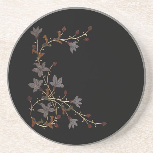 Dessous De Verre En Grès Fleurs Art Déco sur fond noir (Devant)