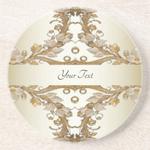 Dessous De Verre En Grès Fleurs blanches Dessous de verre de grès doré déco