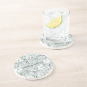 Dessous De Verre En Grès Fleurs blanches gris chic (Côté)