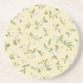 Dessous De Verre En Grès Fleurs blanches jaunes (Devant)