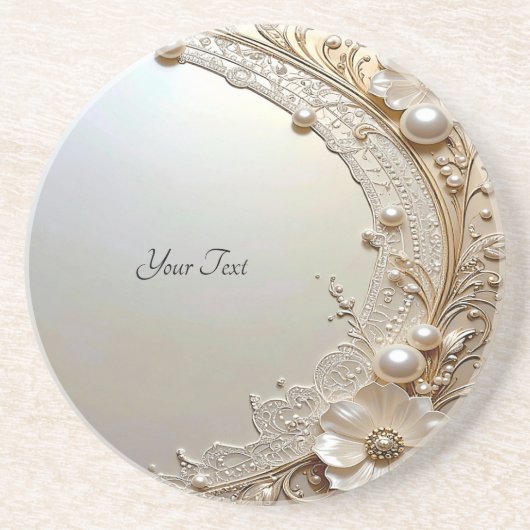 Dessous De Verre En Grès Fleurs Blanches Modernes Coaster en Grès Perles (Devant)