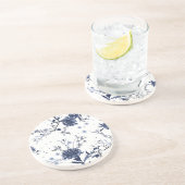 Dessous De Verre En Grès Fleurs bleues (Côté)