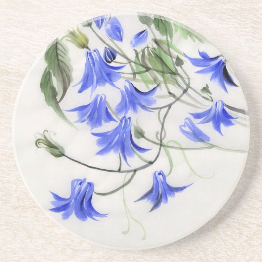 Dessous De Verre En Grès Fleurs bleues (Devant)