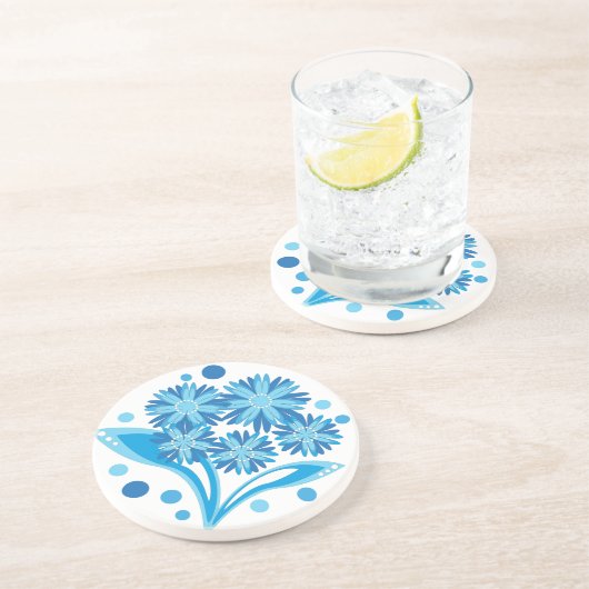 Dessous De Verre En Grès Fleurs bleues d'origine (Côté)