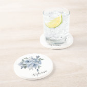 Dessous De Verre En Grès Fleurs bleues et vertes  (Côté)