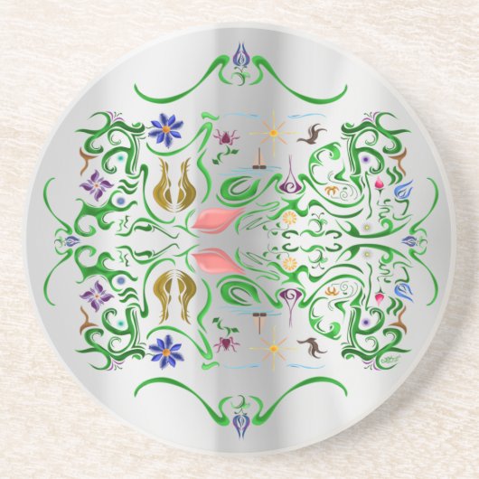 Dessous De Verre En Grès Fleurs & Caprices~écho (Devant)
