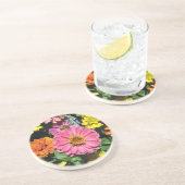 Dessous De Verre En Grès Fleurs colorées (Côté)