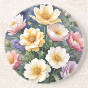 Dessous De Verre En Grès Fleurs Colorées Peinture élégante à l'aquarelle