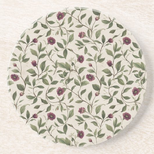 Dessous De Verre En Grès Fleurs crème de Bourgogne (Devant)