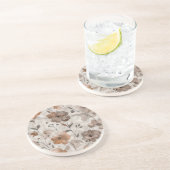 Dessous De Verre En Grès Fleurs Crème Orange Marron (Côté)