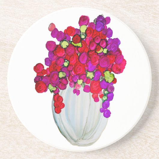 Dessous De Verre En Grès Fleurs dans un vase (Devant)