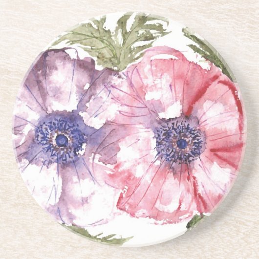 Dessous De Verre En Grès Fleurs d'aquarelle (Devant)