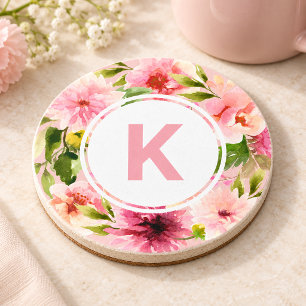 Dessous De Verre En Grès Fleurs d'aquarelle rose pâle de printemps