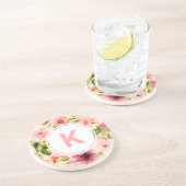 Dessous De Verre En Grès Fleurs d'aquarelle rose pâle de printemps (Côté)