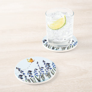 Dessous De Verre En Grès Fleurs de Bluebell Butterfly Floral