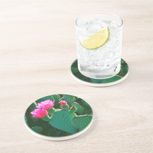 Dessous De Verre En Grès Fleurs de cactus à bec (Côté)