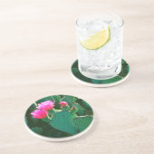 Dessous De Verre En Grès Fleurs de Cactus Beavertail (Côté)