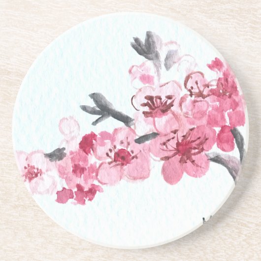 Dessous De Verre En Grès Fleurs de cerisiers roses (Devant)