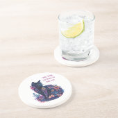 Dessous De Verre En Grès Fleurs de Chat Noir dans sa Fourrure (Côté)