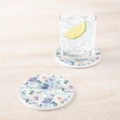Dessous De Verre En Grès Fleurs de crème de lavande violette (Côté)