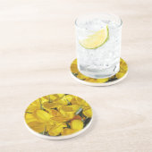 Dessous De Verre En Grès Fleurs de Crocus Jaune (Côté)