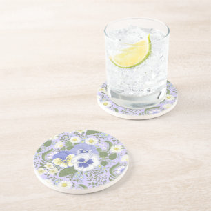 Dessous De Verre En Grès Fleurs de jardin printanier sur lavande