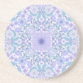 Dessous De Verre En Grès Fleurs de jardin rétro en bleu et violet (Devant)