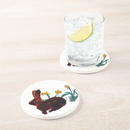 Dessous De Verre En Grès Fleurs de lapin Nature (Côté)