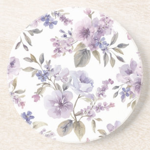 Dessous De Verre En Grès Fleurs de Lavande Aquarelle Botanique Violette