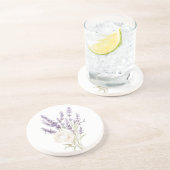 Dessous De Verre En Grès Fleurs de Lavande Rose Blanche (Côté)