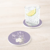 Dessous De Verre En Grès Fleurs de Lavande Violette Rose Blanche (Côté)