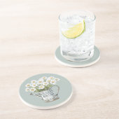 Dessous De Verre En Grès Fleurs de marguerite verte (Côté)