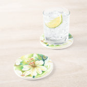 Dessous De Verre En Grès Fleurs de Moringa (Côté)