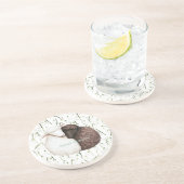 Dessous De Verre En Grès Fleurs de mouton blanc marron (Côté)