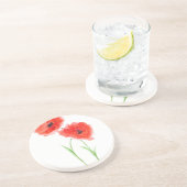 Dessous De Verre En Grès Fleurs de pavot rouges (Côté)