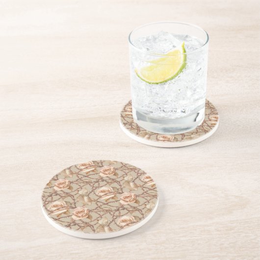 Dessous De Verre En Grès Fleurs de Pêche (Côté)