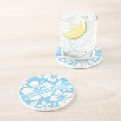 Dessous De Verre En Grès Fleurs de plage bleu tropical (Côté)