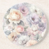 Dessous De Verre En Grès Fleurs de rose élégantes (Devant)