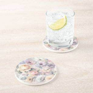 Dessous De Verre En Grès Fleurs de rose élégantes