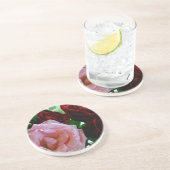 Dessous De Verre En Grès fleurs de rose roses et rouges (Côté)