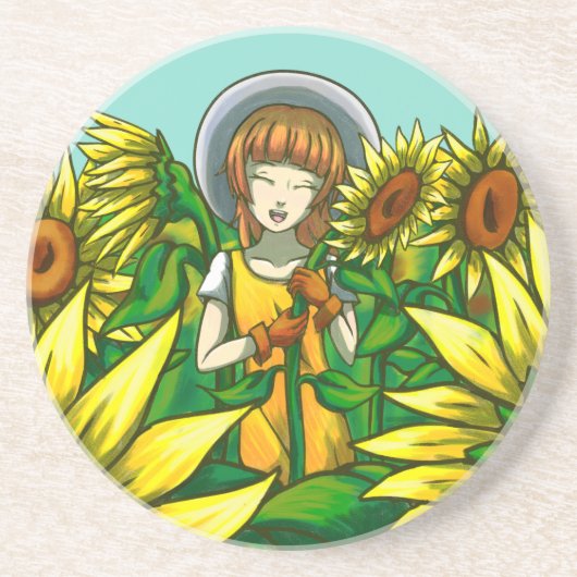 Dessous De Verre En Grès Fleurs de soleil (Devant)