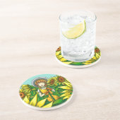 Dessous De Verre En Grès Fleurs de soleil (Côté)
