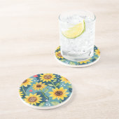 Dessous De Verre En Grès Fleurs de soleil brillantes (Côté)