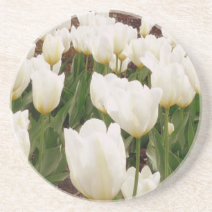 Dessous De Verre En Grès Fleurs de tulipes blanches