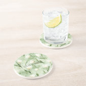 Dessous De Verre En Grès Fleurs de tulipes blanches vertes (Côté)