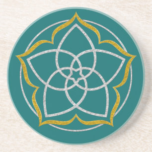 Dessous De Verre En Grès FLEURS DE VENUS / Vénusblume Lotus SILVER OR